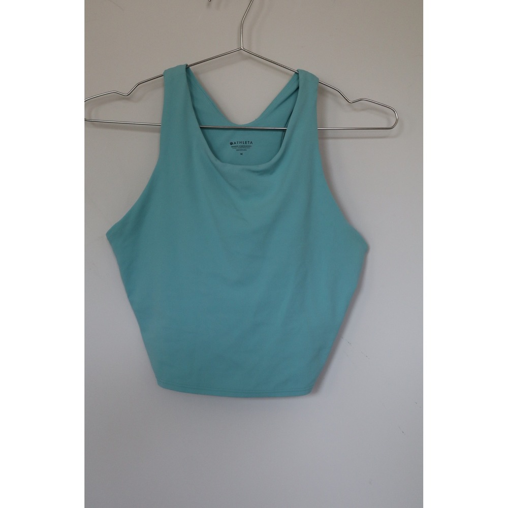 Athleta Conscious Crop Tank Top Aqua Blue Racerback Activewear Women's Size M